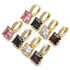 Oro Laminado Huggie Hoop, Gold Filled Style with Garnet Cubic Zirconia and White Micro Pave, Polished, Golden Finish, 02.210.0503.2.15