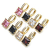 Oro Laminado Huggie Hoop, Gold Filled Style with Garnet Cubic Zirconia and White Micro Pave, Polished, Golden Finish, 02.210.0503.2.15