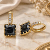 Oro Laminado Huggie Hoop, Gold Filled Style with Black Cubic Zirconia and White Micro Pave, Polished, Golden Finish, 02.210.0503.3.15