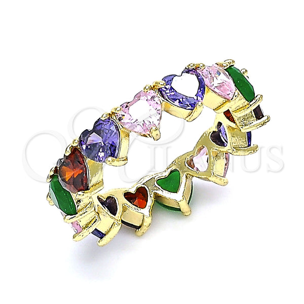 Gold Filled Ring — Multi Stone Ring Heart Design with Multicolor Cubic — main product view — SKU 143125 | Oro Laminado anillo — Multi Stone Ring corazón diseño with Multicolor Cubic — SKU 143125