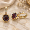 Oro Laminado Huggie Hoop, Gold Filled Style with Garnet Cubic Zirconia and White Micro Pave, Polished, Golden Finish, 02.210.0504.2.15