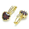 Oro Laminado Huggie Hoop, Gold Filled Style Heart Design, with Garnet Cubic Zirconia and White Micro Pave, Polished, Golden Finish, 02.210.0505.2.15