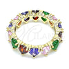 Oro Laminado Multi Stone Ring, Gold Filled Style Heart Design, with Multicolor Cubic Zirconia, Polished, Golden Finish, 01.210.0136.08 (Size 8)