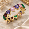 Oro Laminado Multi Stone Ring, Gold Filled Style Heart Design, with Multicolor Cubic Zirconia, Polished, Golden Finish, 01.210.0136.08 (Size 8)