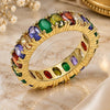 Oro Laminado Multi Stone Ring, Gold Filled Style with Multicolor Cubic Zirconia, Polished, Golden Finish, 01.210.0137.07 (Size 7)