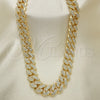 Oro Laminado Basic Necklace, Gold Filled Style Miami Cuban Design, with White Crystal, Polished, Golden Finish, 03.372.0001.18 (13 MM Thickness, 18 Inches Length)