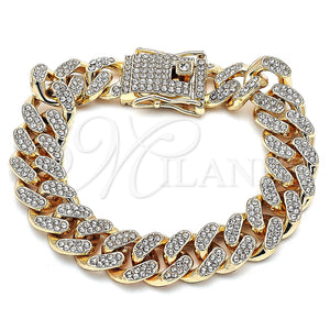Gold Filled Bracelet — Basic Bracelet Miami Cuban Design with White Crystal — main product view — SKU 143151 | Oro Laminado brazalete — básico Bracelet Miami Cuban diseño with cristal blanco — SKU 143151