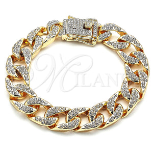 Gold Filled Bracelet — Basic Bracelet Curb Design with White Crystal Polished — main product view — SKU 143152 | Oro Laminado brazalete — básico Bracelet Curb diseño with cristal blanco pulido — SKU 143152