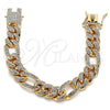 Oro Laminado Basic Bracelet, Gold Filled Style Figaro Design, with White Crystal, Polished, Golden Finish, 03.372.0003.08 (13 MM Thickness, 8 Inches Length)