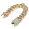 Oro Laminado Basic Bracelet, Gold Filled Style with White Crystal, Polished, Golden Finish, 03.372.0004.08 (19 MM Thickness, 8 Inches Length)
