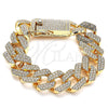 Oro Laminado Basic Bracelet, Gold Filled Style with White Crystal, Polished, Golden Finish, 03.372.0004.08 (19 MM Thickness, 8 Inches Length)