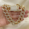 Oro Laminado Basic Necklace, Gold Filled Style with White Crystal, Polished, Golden Finish, 03.372.0004.18 (19 MM Thickness, 18 Inches Length)