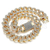 Oro Laminado Basic Necklace, Gold Filled Style with White Crystal, Polished, Golden Finish, 03.372.0004.18 (19 MM Thickness, 18 Inches Length)