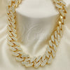 Oro Laminado Basic Necklace, Gold Filled Style with White Crystal, Polished, Golden Finish, 03.372.0004.18 (19 MM Thickness, 18 Inches Length)