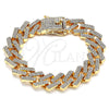 Oro Laminado Basic Bracelet, Gold Filled Style with White Crystal, Polished, Golden Finish, 03.372.0005.08 (15 MM Thickness, 8 Inches Length)