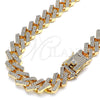Oro Laminado Basic Necklace, Gold Filled Style with White Crystal, Polished, Golden Finish, 03.372.0005.18 (15 MM Thickness, 18 Inches Length)