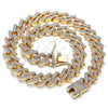 Oro Laminado Basic Necklace, Gold Filled Style with White Crystal, Polished, Golden Finish, 03.372.0005.18 (15 MM Thickness, 18 Inches Length)