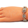 Oro Laminado Basic Bracelet, Gold Filled Style Puff Mariner Design, with White Crystal, Polished, Golden for wholesale, additional product view 2
