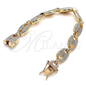 Gold Filled Bracelet — Basic Bracelet Puff Mariner Design with White Crystal — main product view — SKU 143160 | Oro Laminado brazalete — básico Bracelet Puff Mariner diseño with cristal blanco — SKU 143160