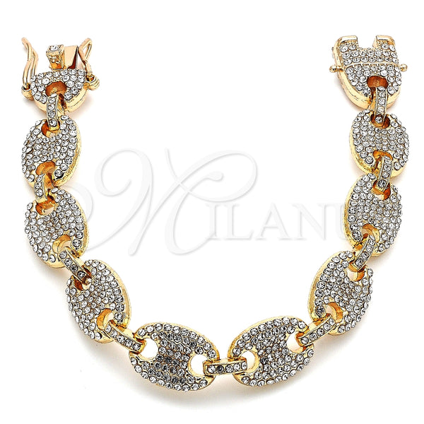 Gold Filled Bracelet — Basic Bracelet Puff Mariner Design with White Crystal — alternate product view — SKU 143160 | Oro Laminado brazalete — básico Bracelet Puff Mariner diseño with cristal blanco — SKU 143160