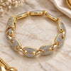 Oro Laminado Basic Bracelet, Gold Filled Style Puff Mariner Design, with White Crystal, Polished, Golden Finish, 03.372.0006.08 (13 MM Thickness, 8 Inches Length)