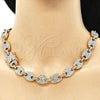 Oro Laminado Basic Necklace, Gold Filled Style Puff Mariner Design, with White Crystal, Polished, Golden Finish, 03.372.0006.18 (13 MM Thickness, 18 Inches Length)