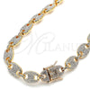 Oro Laminado Basic Necklace, Gold Filled Style Puff Mariner Design, with White Crystal, Polished, Golden Finish, 03.372.0006.18 (13 MM Thickness, 18 Inches Length)