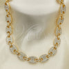Oro Laminado Basic Necklace, Gold Filled Style Puff Mariner Design, with White Crystal, Polished, Golden Finish, 03.372.0006.18 (13 MM Thickness, 18 Inches Length)