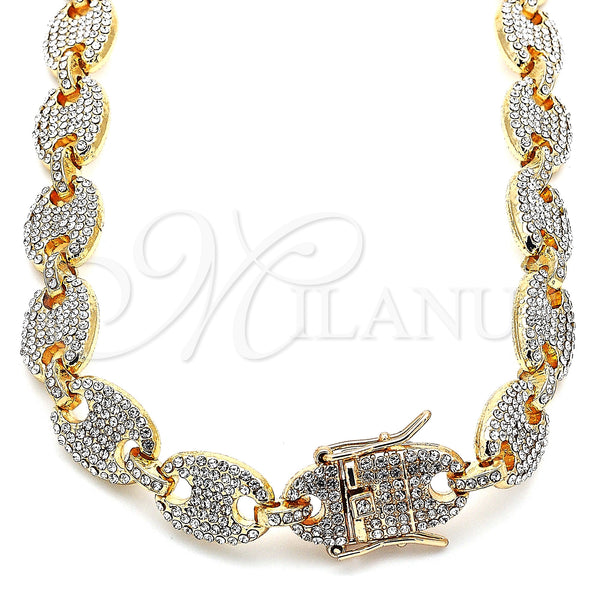 Gold Filled Necklace — Basic Necklace Puff Mariner Design with White Crystal — main product view — SKU 143161 | Oro Laminado collar — básico Necklace Puff Mariner diseño with cristal blanco — SKU 143161