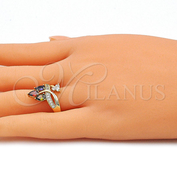 Gold Filled Ring — Multi Stone Ring Teardrop Design with Multicolor Cubic — alternate product view — SKU 143162 | Oro Laminado anillo — Multi Stone Ring Teardrop diseño with Multicolor Cubic — SKU 143162