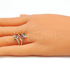 Oro Laminado Multi Stone Ring, Gold Filled Style Flower Design, with Multicolor Cubic Zirconia and White Micro Pave, Polished, Golden Finish, 01.210.0139.07 (Size 7)