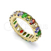 Oro Laminado Multi Stone Ring, Gold Filled Style with Multicolor Cubic Zirconia, Polished, Golden Finish, 01.210.0137.09 (Size 9)