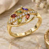 Oro Laminado Multi Stone Ring, Gold Filled Style Leaf Design, with Multicolor Cubic Zirconia and White Micro Pave, Polished, Golden Finish, 01.210.0141.07 (Size 7)