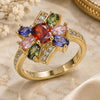 Oro Laminado Multi Stone Ring, Gold Filled Style with Multicolor Cubic Zirconia and White Micro Pave, Polished, Golden Finish, 01.210.0142.07 (Size 7)