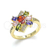 Oro Laminado Multi Stone Ring, Gold Filled Style with Multicolor Cubic Zirconia and White Micro Pave, Polished, Golden Finish, 01.210.0142.07 (Size 7)