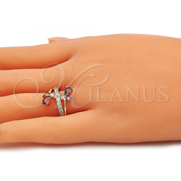 Gold Filled Ring — Multi Stone Ring Teardrop and Leaf Design with — alternate product view — SKU 143178 | Oro Laminado anillo — Multi Stone Ring Teardrop and Leaf diseño with — SKU 143178
