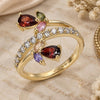 Oro Laminado Multi Stone Ring, Gold Filled Style Teardrop and Leaf Design, with Multicolor Cubic Zirconia and White Micro Pave, Polished, Golden Finish, 01.210.0145.08 (Size 8)