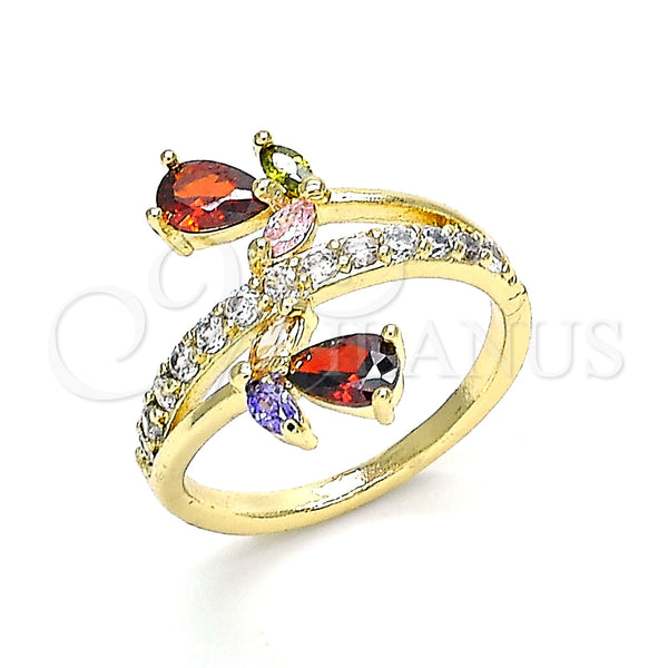 Gold Filled Ring — Multi Stone Ring Teardrop and Leaf Design with — main product view — SKU 143179 | Oro Laminado anillo — Multi Stone Ring Teardrop and Leaf diseño with — SKU 143179