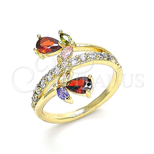 Gold Filled Ring — Multi Stone Ring Teardrop and Leaf Design with — main product view — SKU 143179 | Oro Laminado anillo — Multi Stone Ring Teardrop and Leaf diseño with — SKU 143179