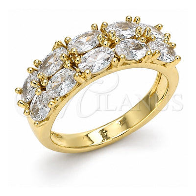 Oro Laminado Multi Stone Ring, Gold Filled Style Polished, Golden Finish, 01.210.0147.07 (Size 7)