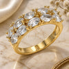 Oro Laminado Multi Stone Ring, Gold Filled Style with White Cubic Zirconia, Polished, Golden Finish, 01.210.0147.09 (Size 9)