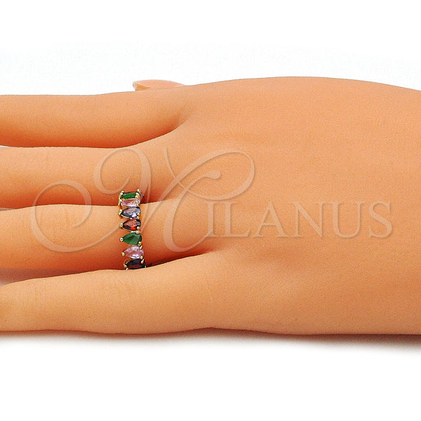 Gold Filled Ring — Multi Stone Ring Teardrop Design with Multicolor Cubic — alternate product view — SKU 143189 | Oro Laminado anillo — Multi Stone Ring Teardrop diseño with Multicolor Cubic — SKU 143189