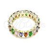 Oro Laminado Multi Stone Ring, Gold Filled Style Teardrop Design, with Multicolor Cubic Zirconia, Polished, Golden Finish, 01.210.0149.08 (Size 8)