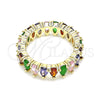 Oro Laminado Multi Stone Ring, Gold Filled Style Teardrop Design, with Multicolor Cubic Zirconia, Polished, Golden Finish, 01.210.0149.08 (Size 8)