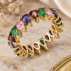 Oro Laminado Multi Stone Ring, Gold Filled Style Teardrop Design, with Multicolor Cubic Zirconia, Polished, Golden Finish, 01.210.0149.08 (Size 8)