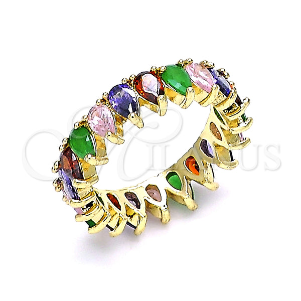 Gold Filled Ring — Multi Stone Ring Teardrop Design with Multicolor Cubic — main product view — SKU 143189 | Oro Laminado anillo — Multi Stone Ring Teardrop diseño with Multicolor Cubic — SKU 143189