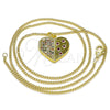 Oro Laminado Pendant Necklace, Gold Filled Style Heart Design, with Multicolor Micro Pave, Polished, Golden Finish, 04.381.0014.20 (02 MM Thickness, 20 Inches Length)