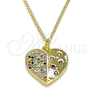 Gold Filled Necklace — Pendant Necklace Heart Design with Multicolor Micro Pave — main product view — SKU 143202 | Oro Laminado collar — Pendant Necklace corazón diseño with Multicolor Micro Pave — SKU 143202