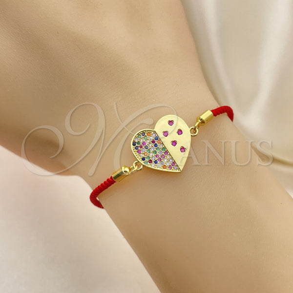 Gold Filled Bracelet — Fancy Bracelet Heart Design with Multicolor Micro Pave — alternate product view — SKU 143203 | Oro Laminado brazalete — elegante Bracelet corazón diseño with Multicolor Micro Pave — SKU 143203