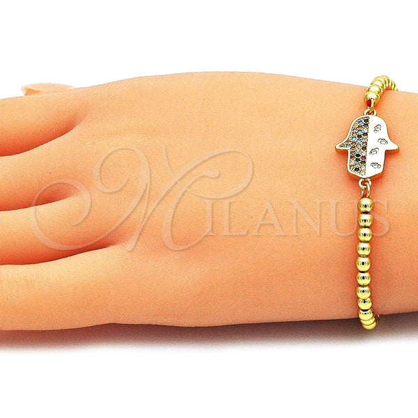 Gold Filled Bracelet — Adjustable Bolo Bracelet Hand of God and Ball — alternate product view — SKU 143207 | Oro Laminado brazalete — Adjustable Bolo Bracelet Hand of God and Ball — SKU 143207